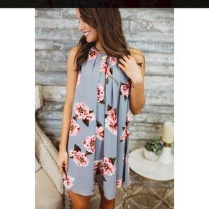 Floral print dress grey small